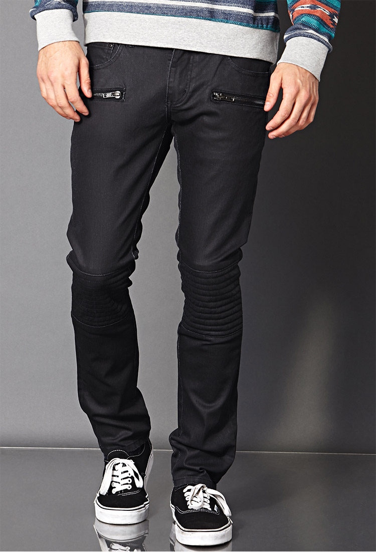 black biker jeans