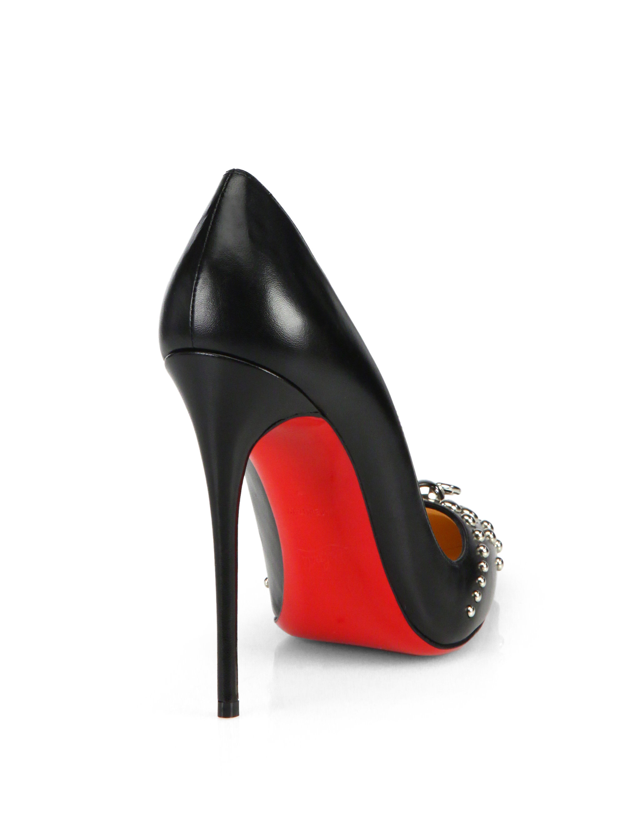 Christian louboutin Door Knock Kid Leather Pumps in Black (BLACK ...