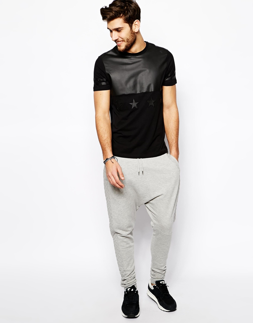 Lyst - Asos Drop Crotch Sweatpants with Quilting in Gray for Men