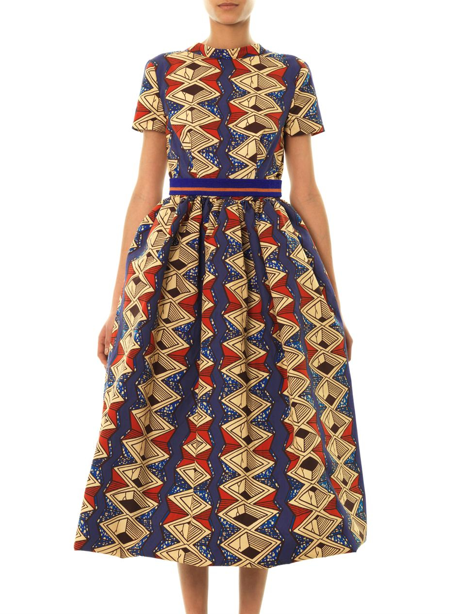 Lyst Stella Jean Mirto Diamond Africanprint Dress in Yellow