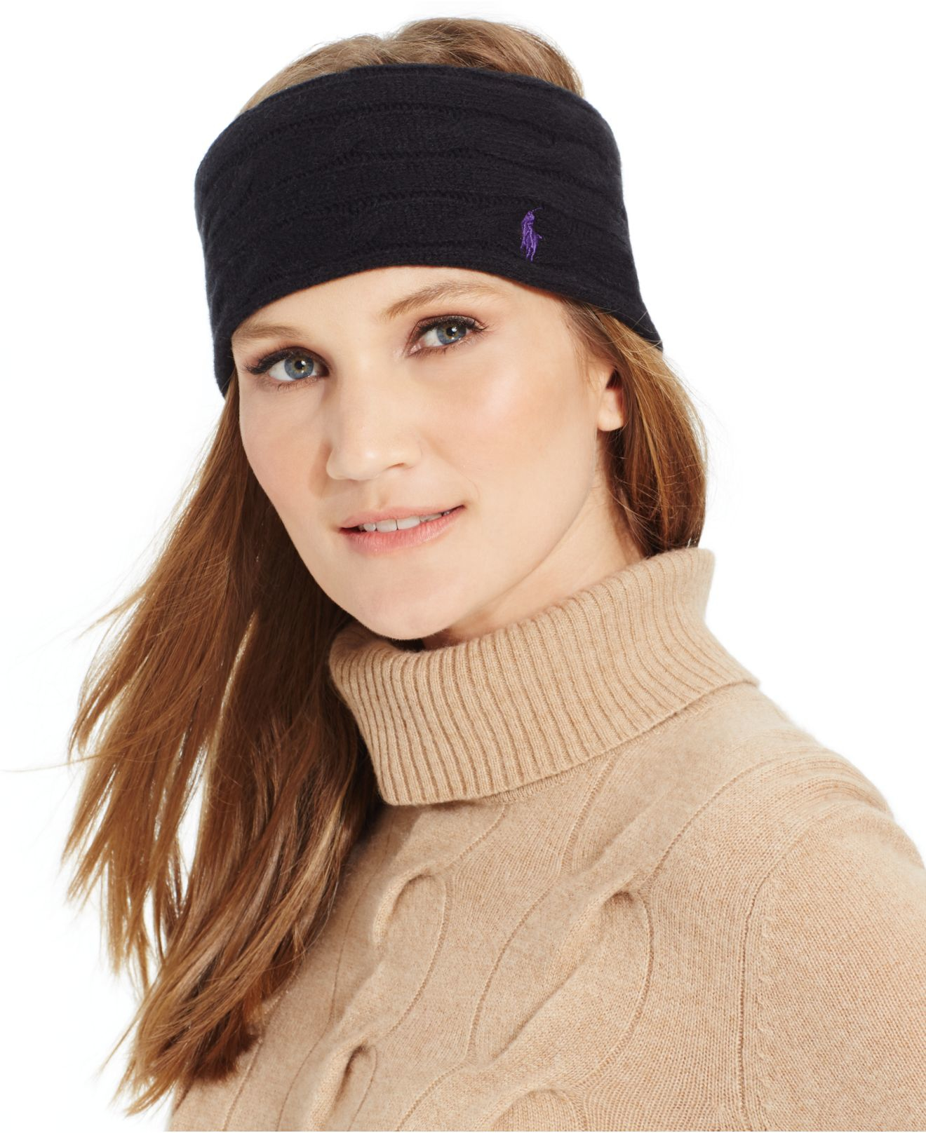 Lyst Polo Ralph Lauren Classic Cable Headband in Black