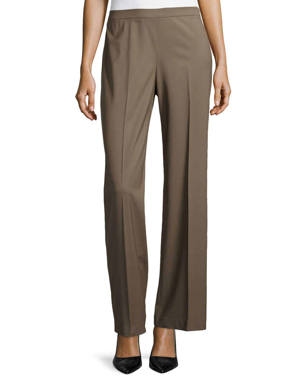 Lafayette 148 new york Wide-Leg Side Zip Pants in Brown (NOUGAT) | Lyst