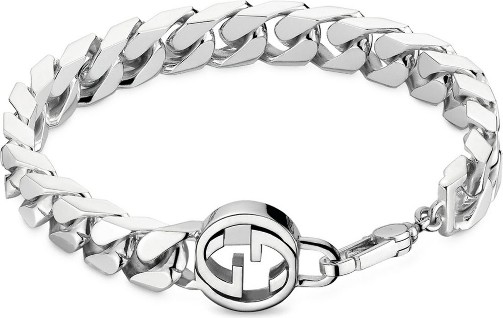 Gucci Interlocking G Sterling Silver Bracelet - For Men in Silver | Lyst