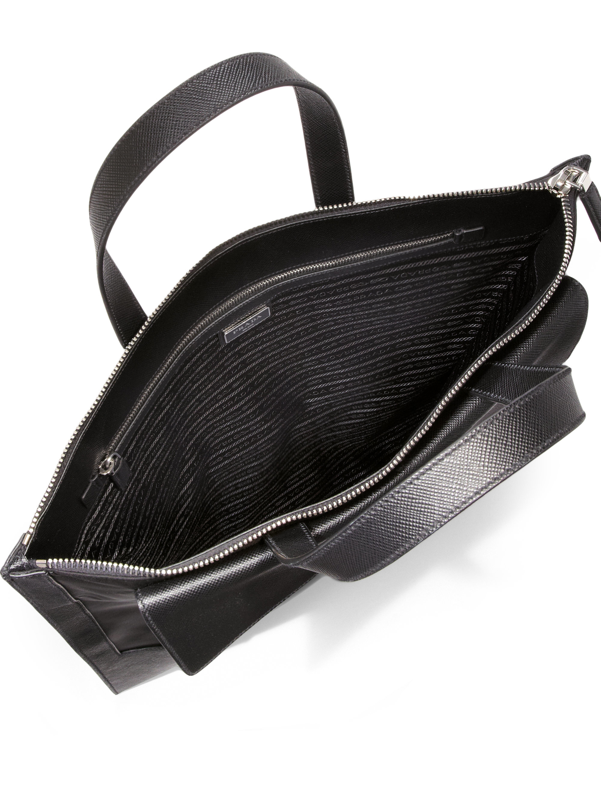 prada ladies bag price - Prada Nylon \u0026amp; Saffiano Leather Tote in Black for Men | Lyst