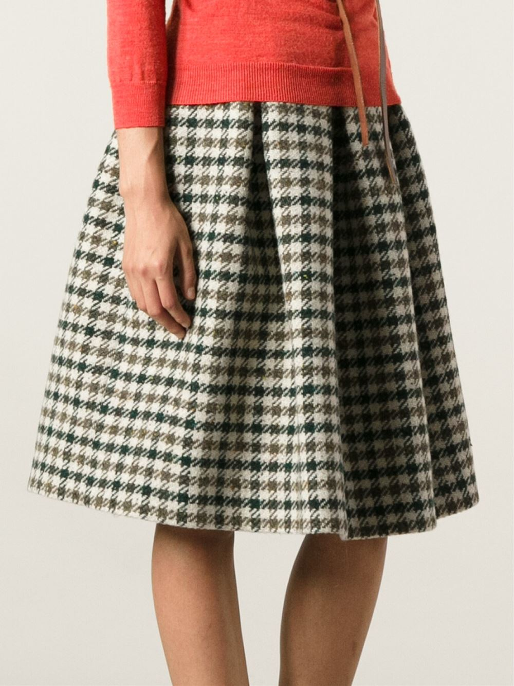 Lyst - Stella Jean Houndstooth Pattern Midi Skirt