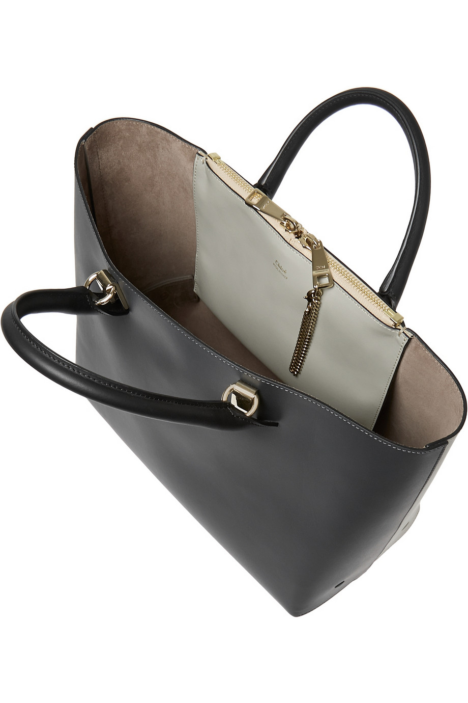 cloe hand bags - Chlo Baylee Large Two-Tone Leather Tote in Black (Gray) | Lyst