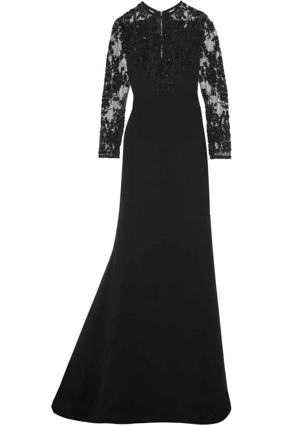 Lyst - Elie Saab Embellished Tulle-Paneled Crepe Gown in Black