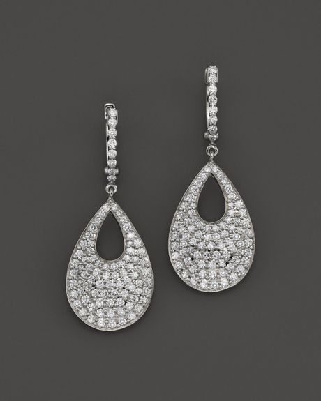 Roberto Coin 18K White Gold Diamond Teardrop Drop Earrings in White