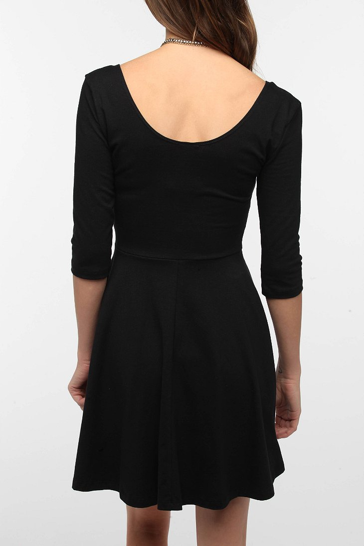Lyst Sparkle & Fade 3/4 Sleeve Knit Skater Dress in Black