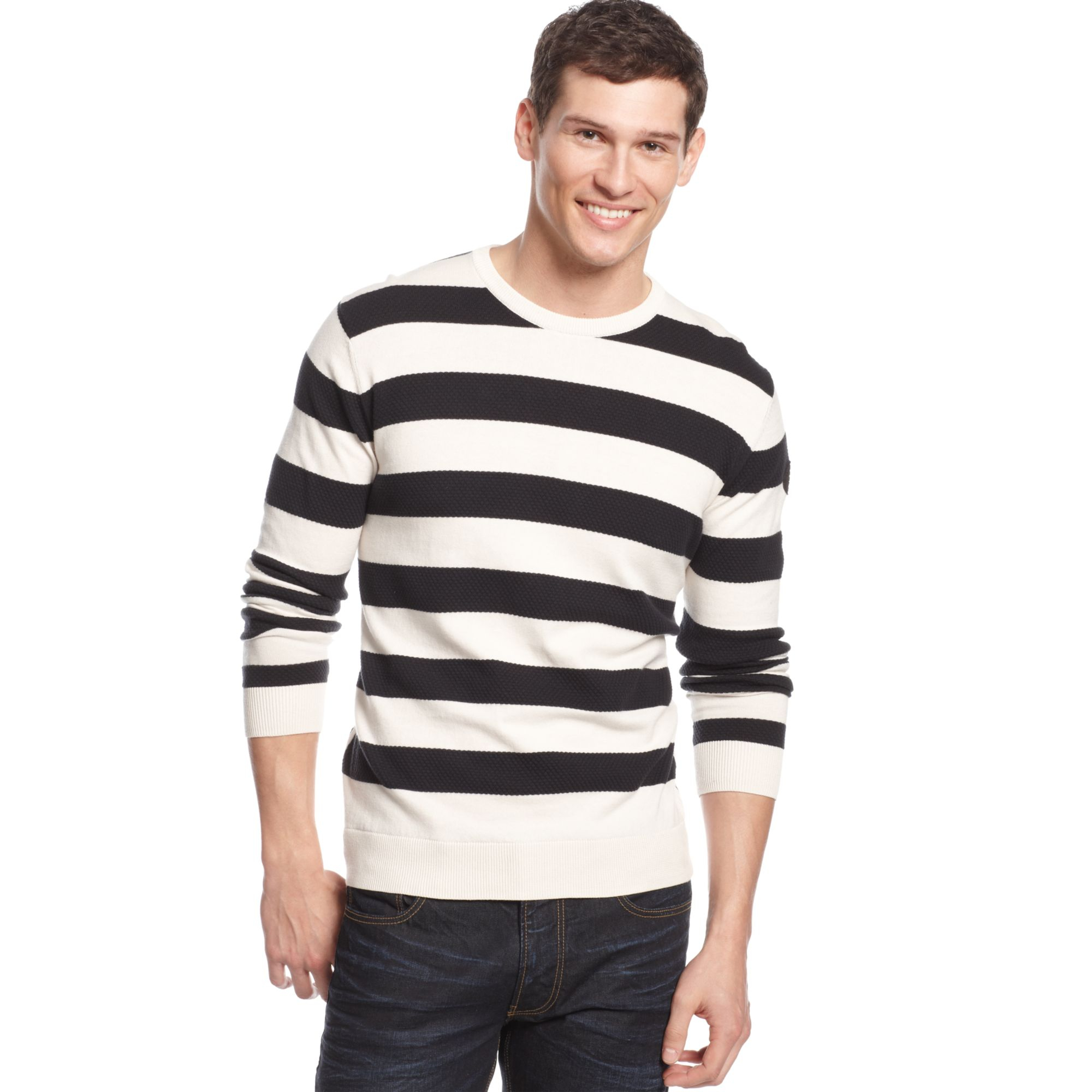 Armani jeans Crewneck Sweater in White for Men (Blue/White) | Lyst