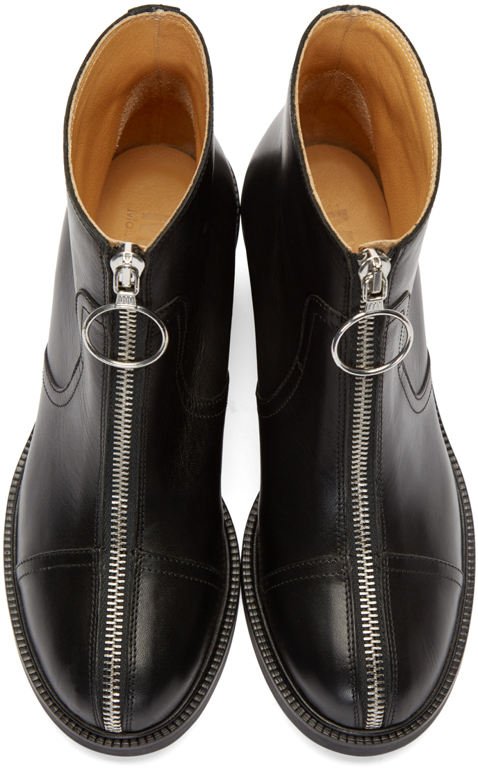 Lyst - Mm6 By Maison Martin Margiela Black Leather Zip-front Ankle ...