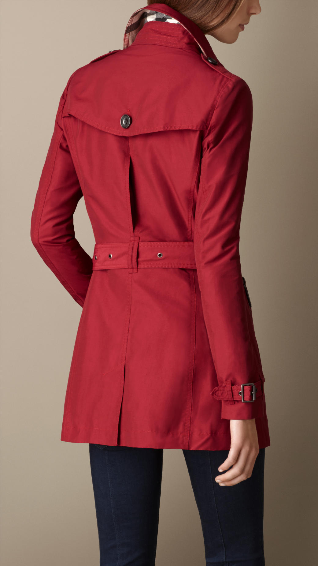 burberry short double wool twill trench coat