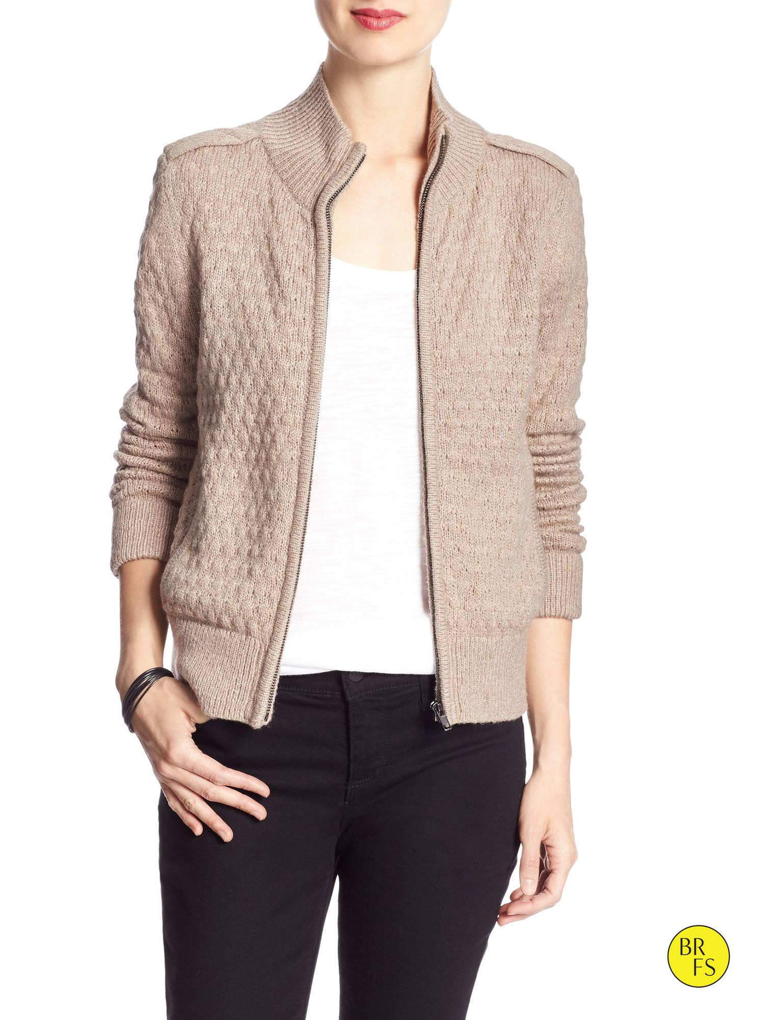 Banana Republic Factory Moto Sweater Cardigan In Beige (Oatmeal) | Lyst