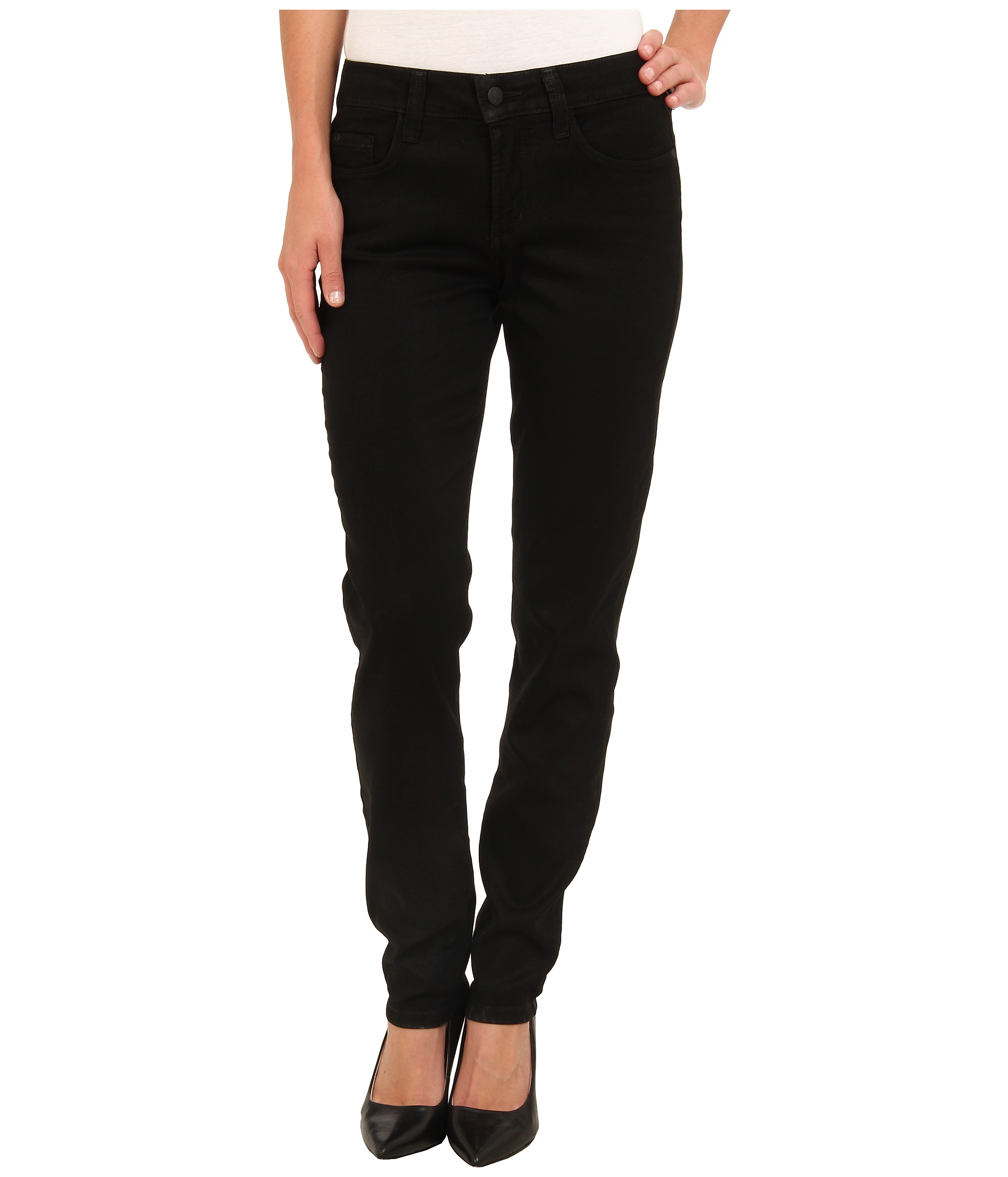 Lyst - Nydj Alina Legging Coated Denim in Black