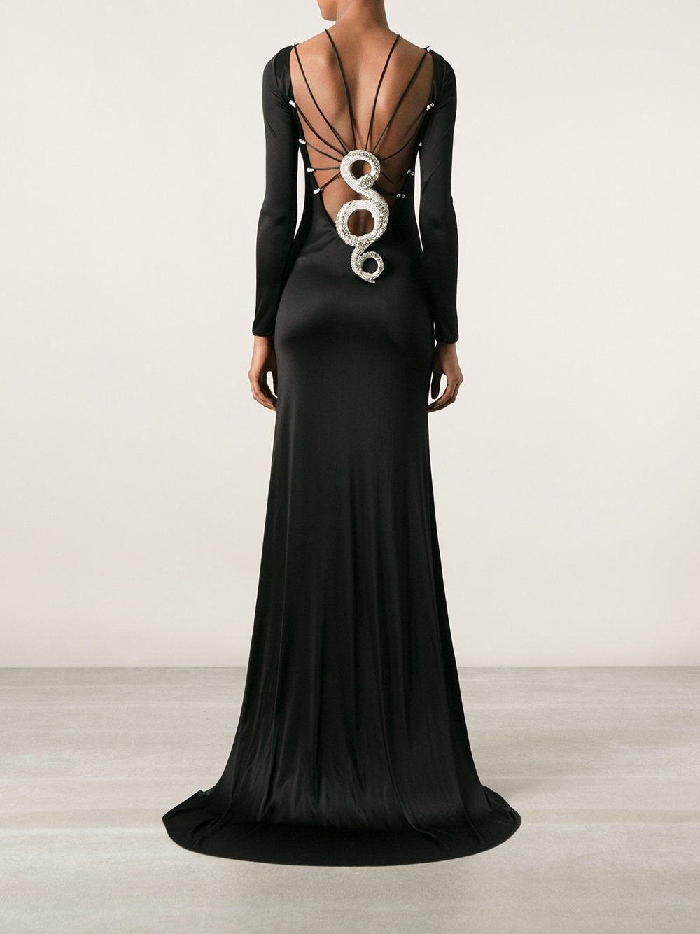 Lyst - Roberto Cavalli Snake Back Evening Dress in Black