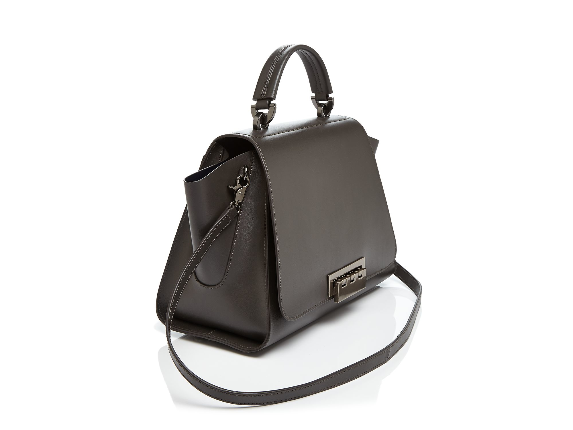 Lyst Zac Posen Eartha Iconic Soft Top Handle Satchel In Gray Gallery