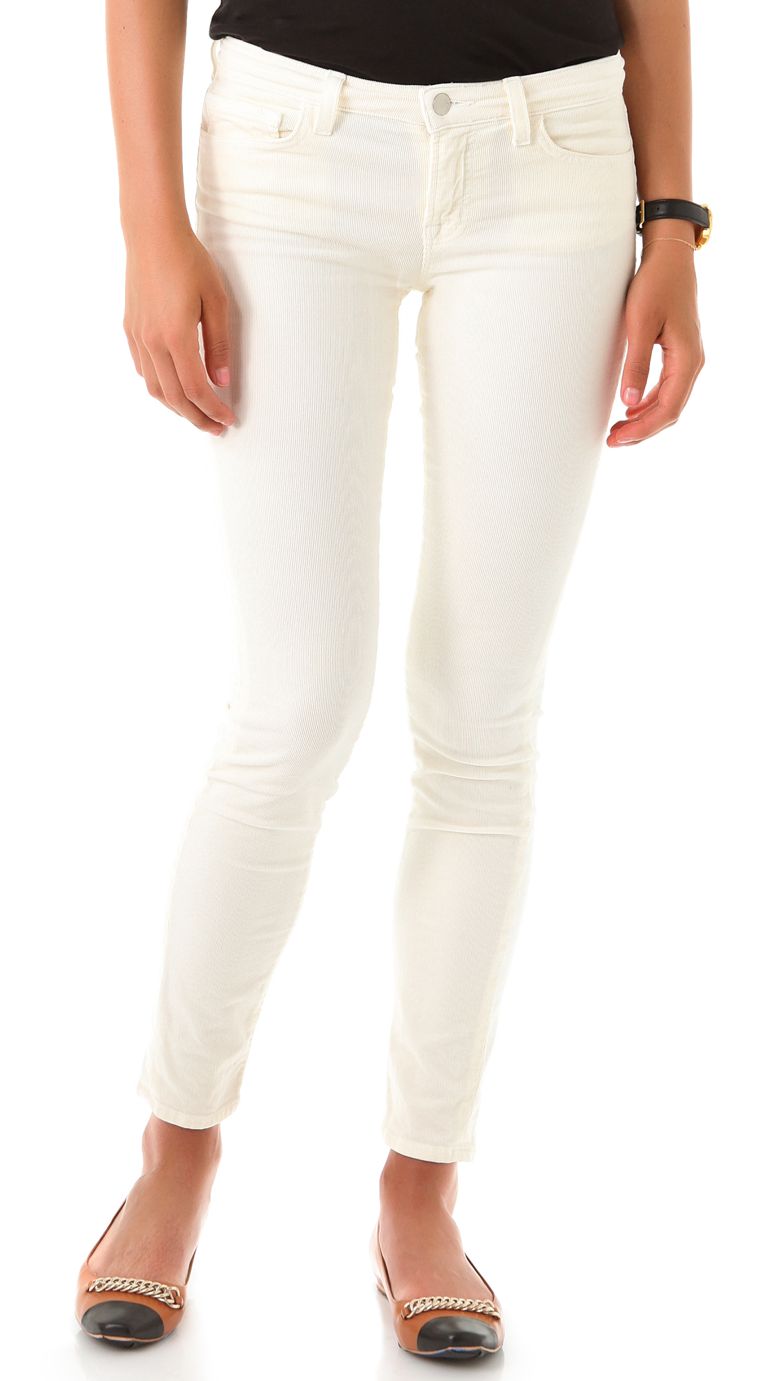 Lyst J Brand Mid Rise Pencil Leg Corduroy Pants in White