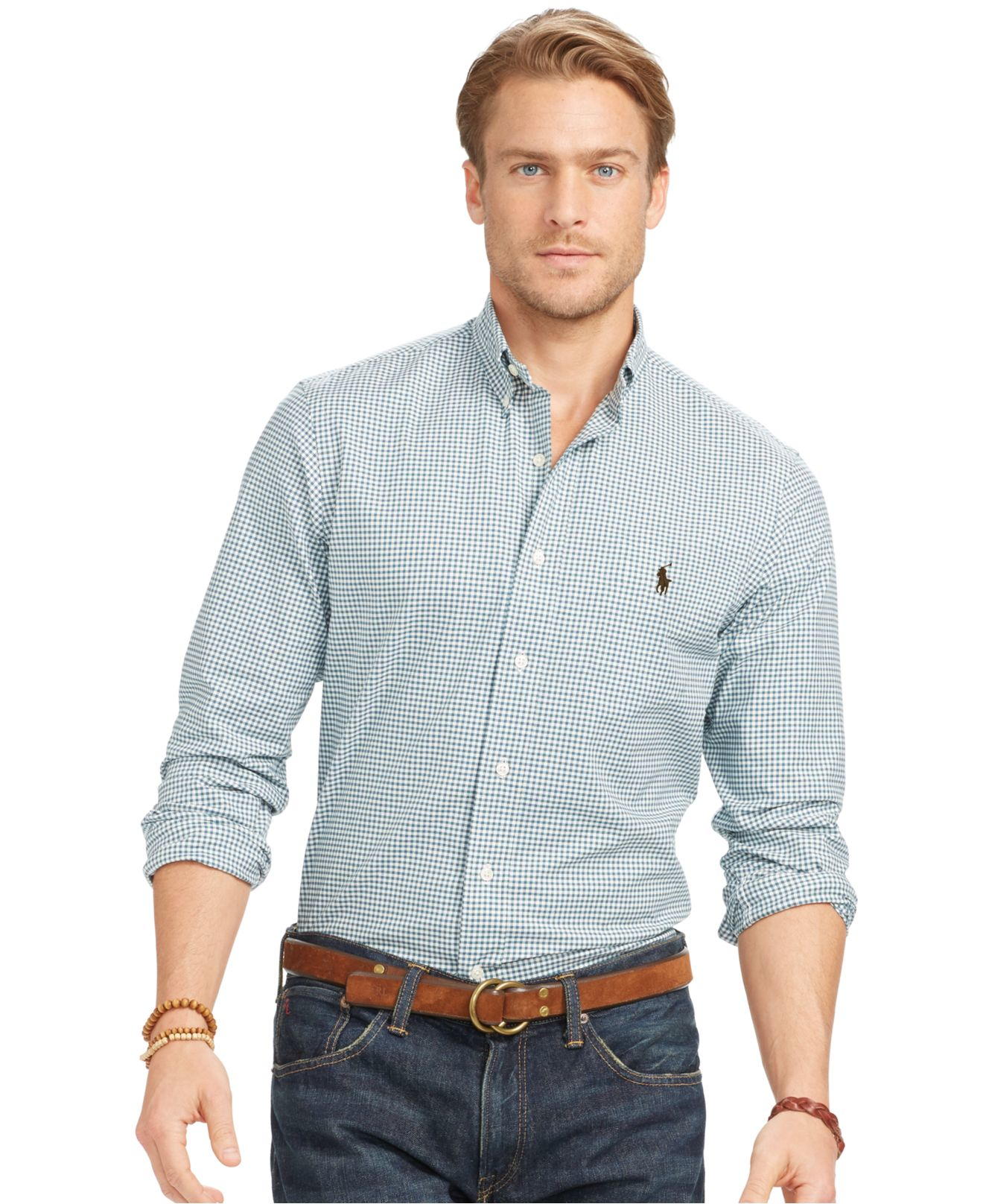 Polo Ralph Lauren Slim-fit Checked Stretch-oxford Shirt in Forest ...