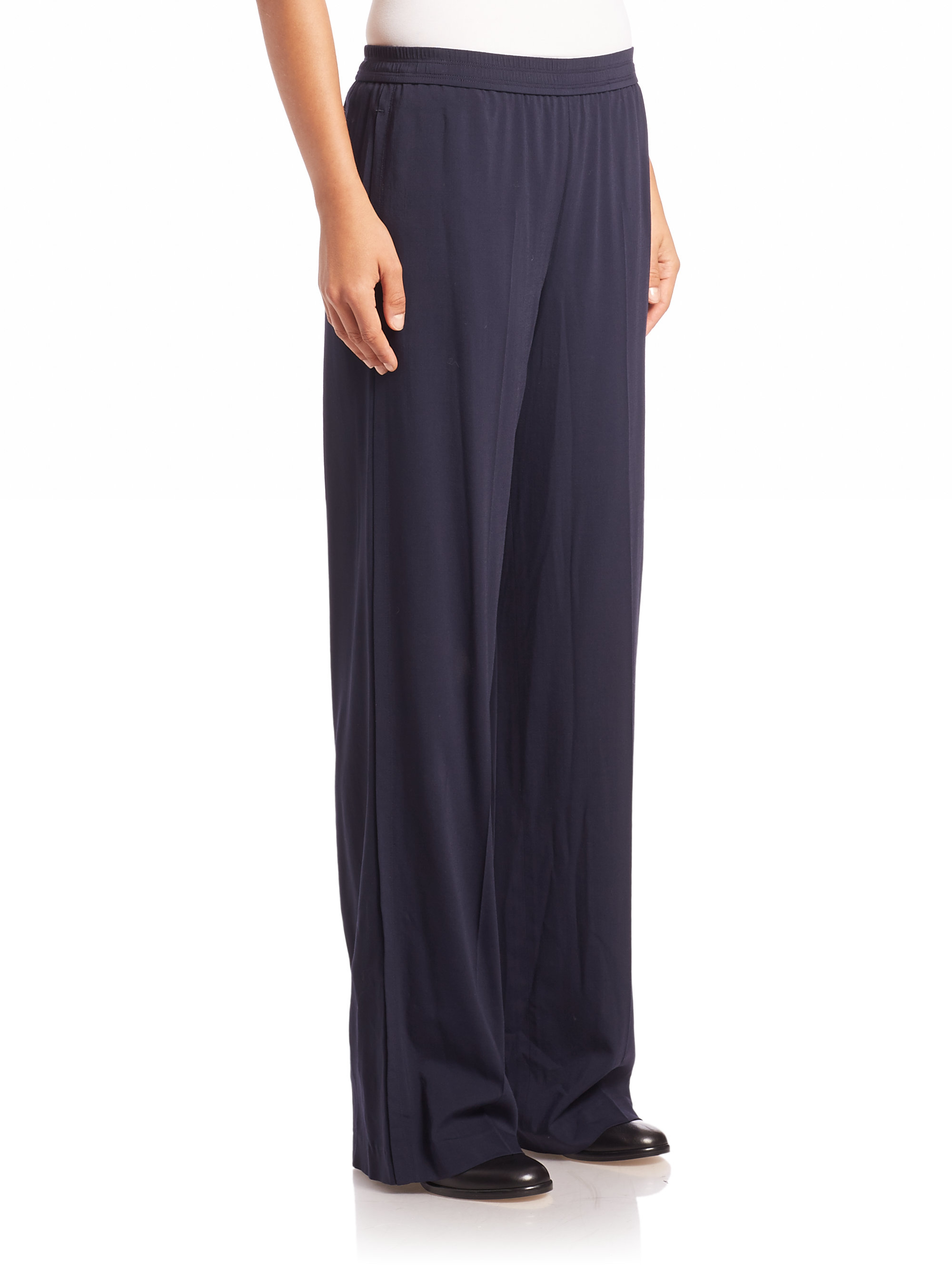 Helmut lang Pull-on Wide-leg Pants in Blue | Lyst