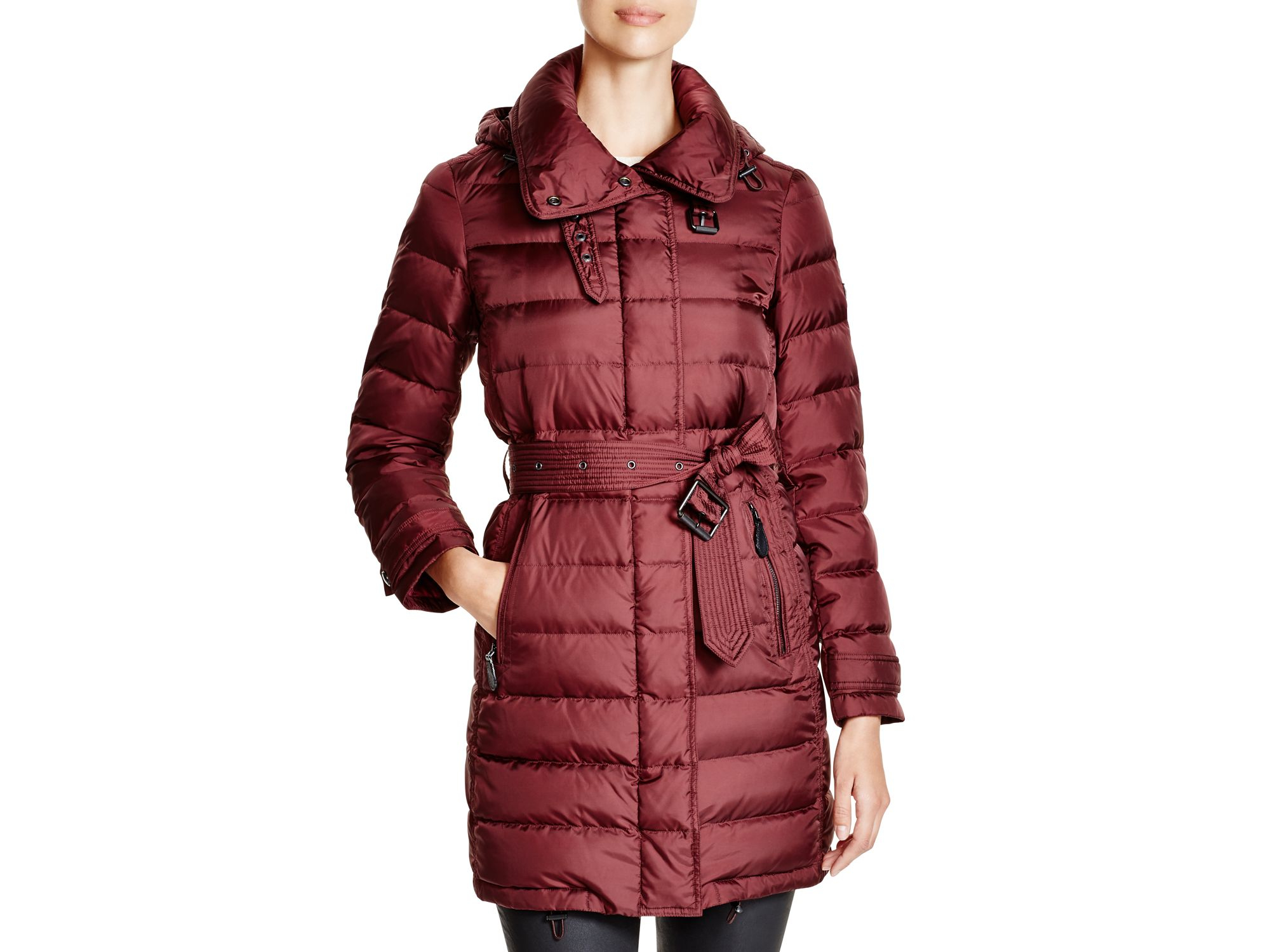 burberry belted puffer coat