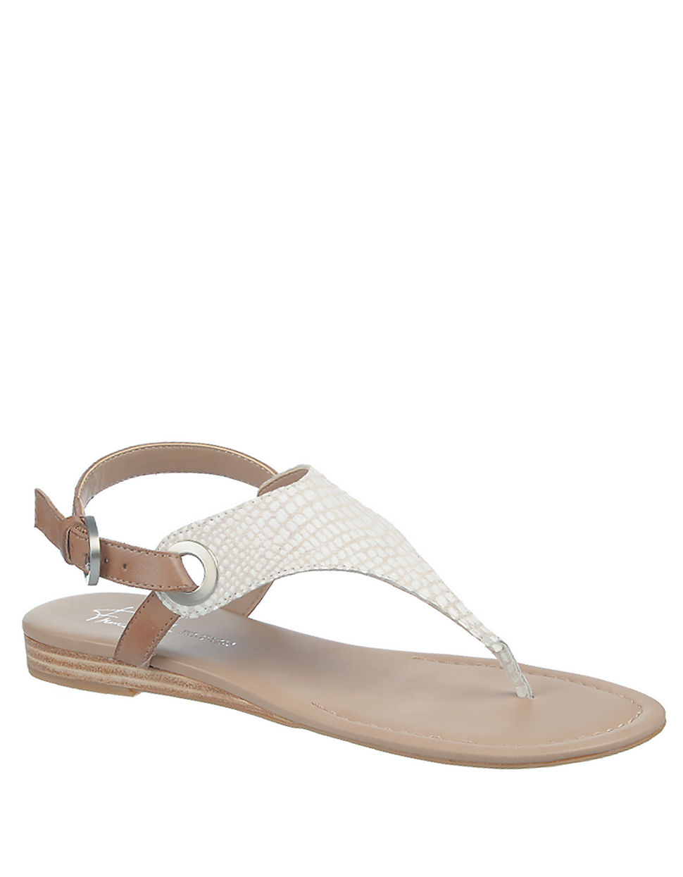 Lyst - Franco Sarto Grip Embossed T-Strap Sandals in White