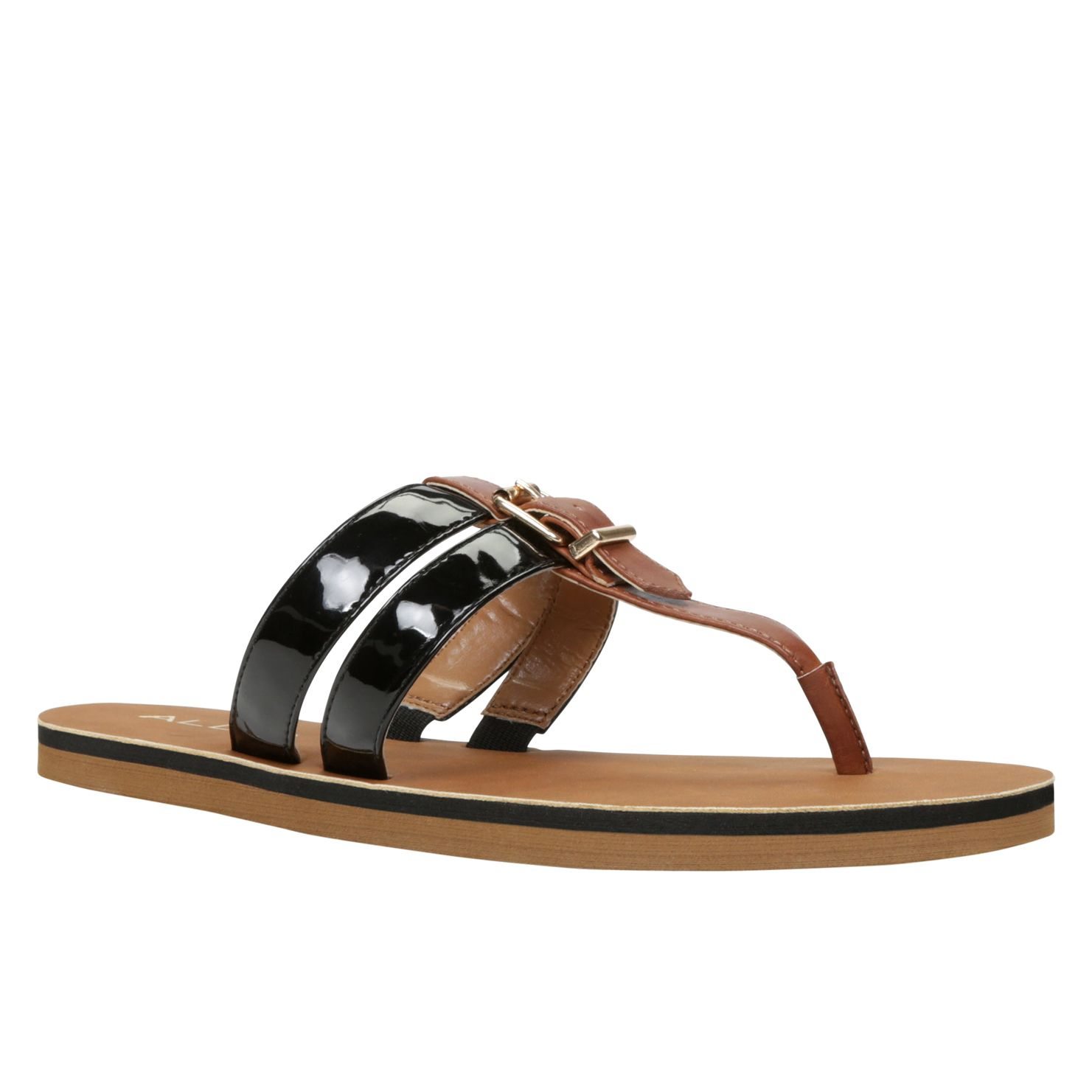 Aldo Lovaon Flat Sandals in Black | Lyst
