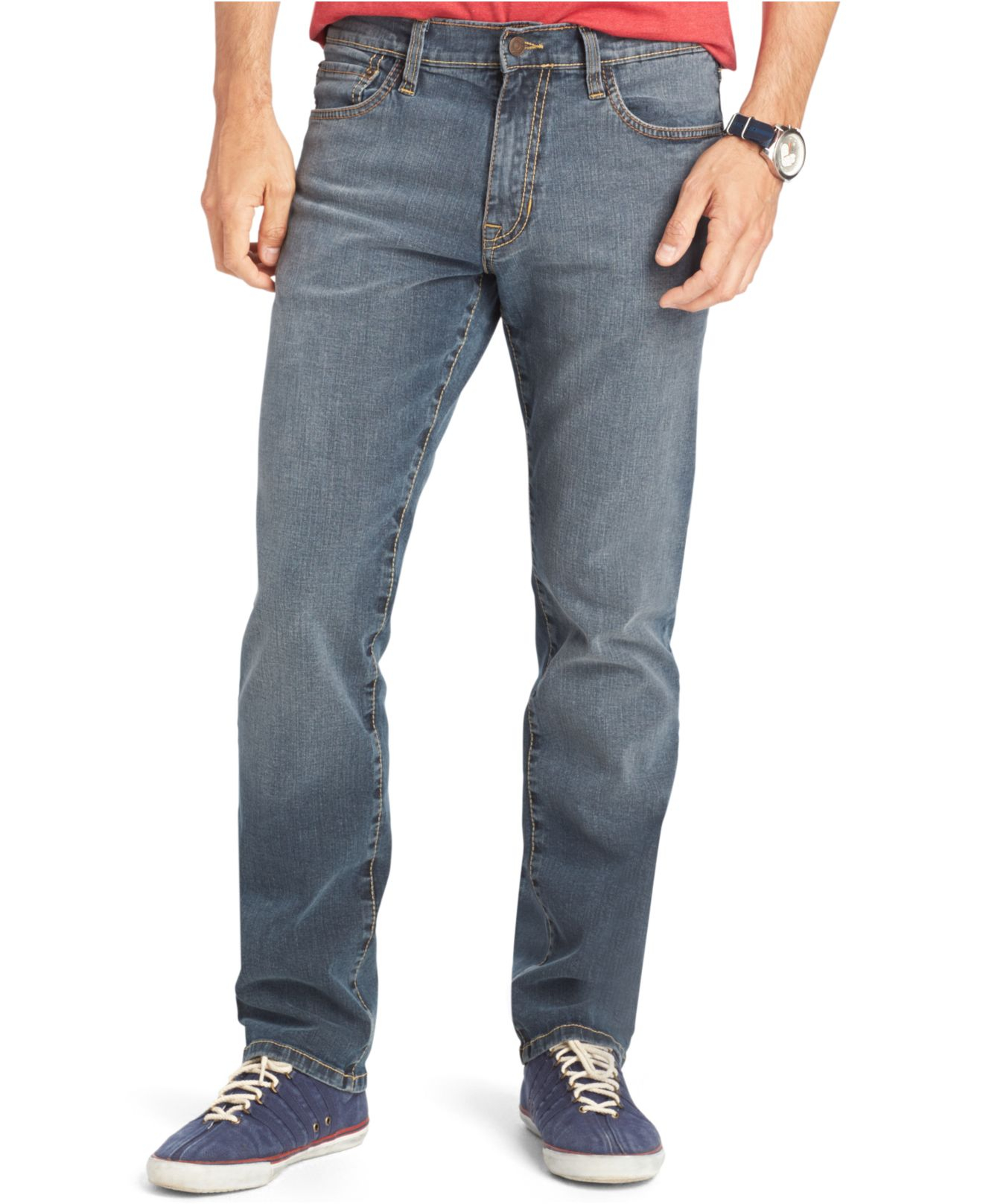 Izod Comfort-fit Stretch Jeans in Blue for Men | Lyst