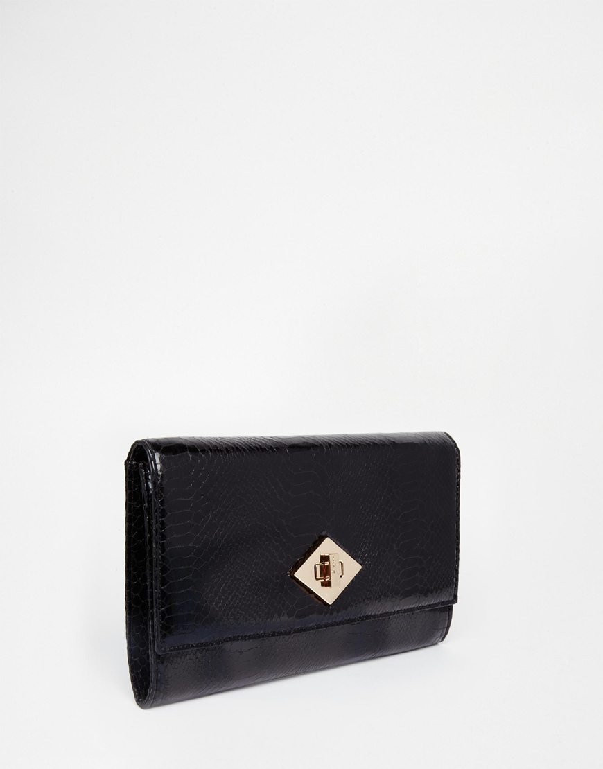 Download Lyst - Dune Mock Reptile Clutch Bag in Black