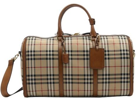 Burberry Tan Leather Trimmed Nova Check Canvas 'Alchester' Travel Bag ...