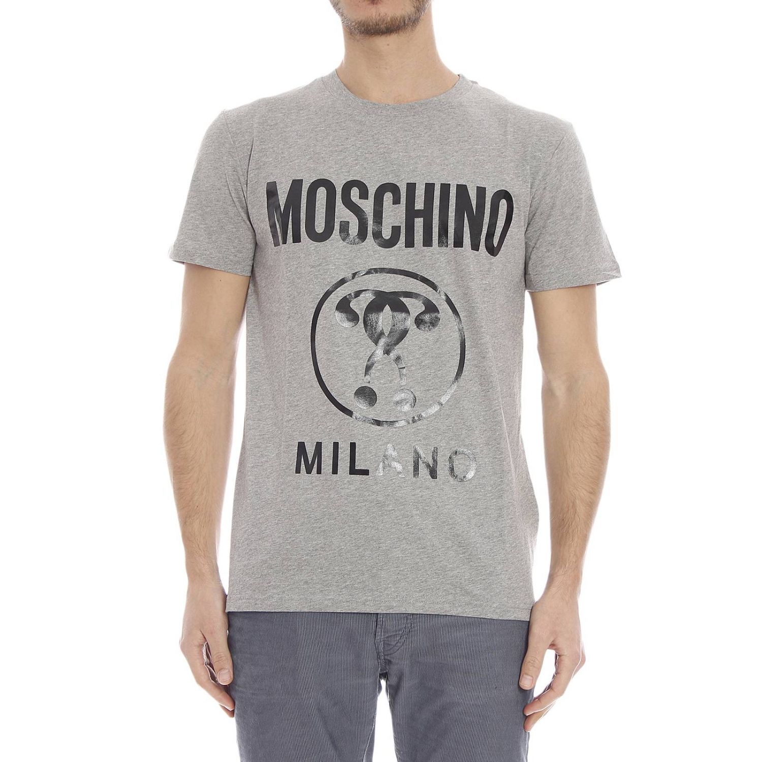 Moschino T-shirt Short Sleeves Crewneck Logo Print in Gray for Men | Lyst