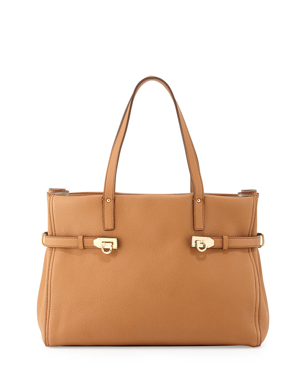 Ferragamo Nencia Gancini Leather Tote Bag in Brown | Lyst