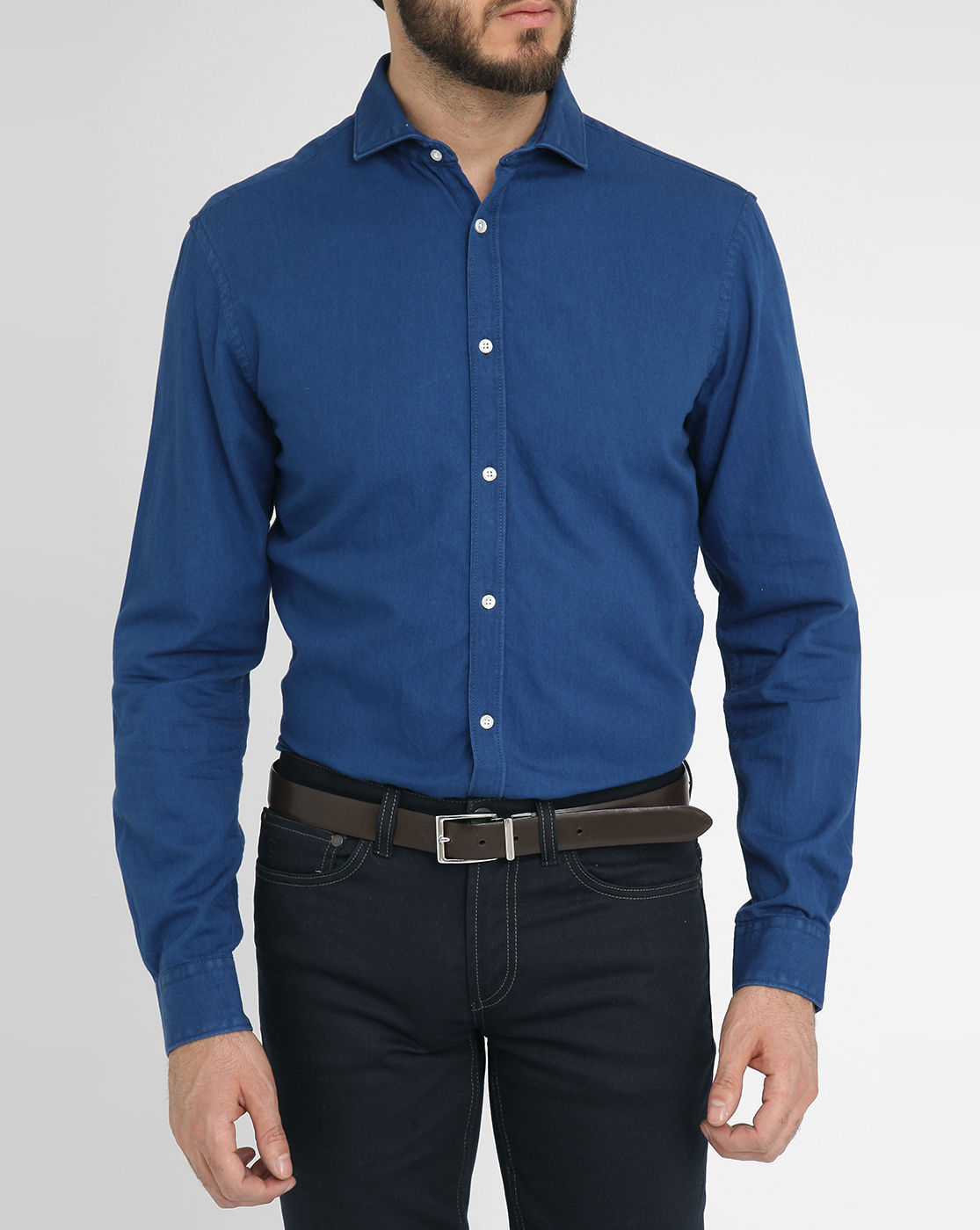 Celio club Navy Denim Slim-fit Shirt in Blue for Men (navy) | Lyst