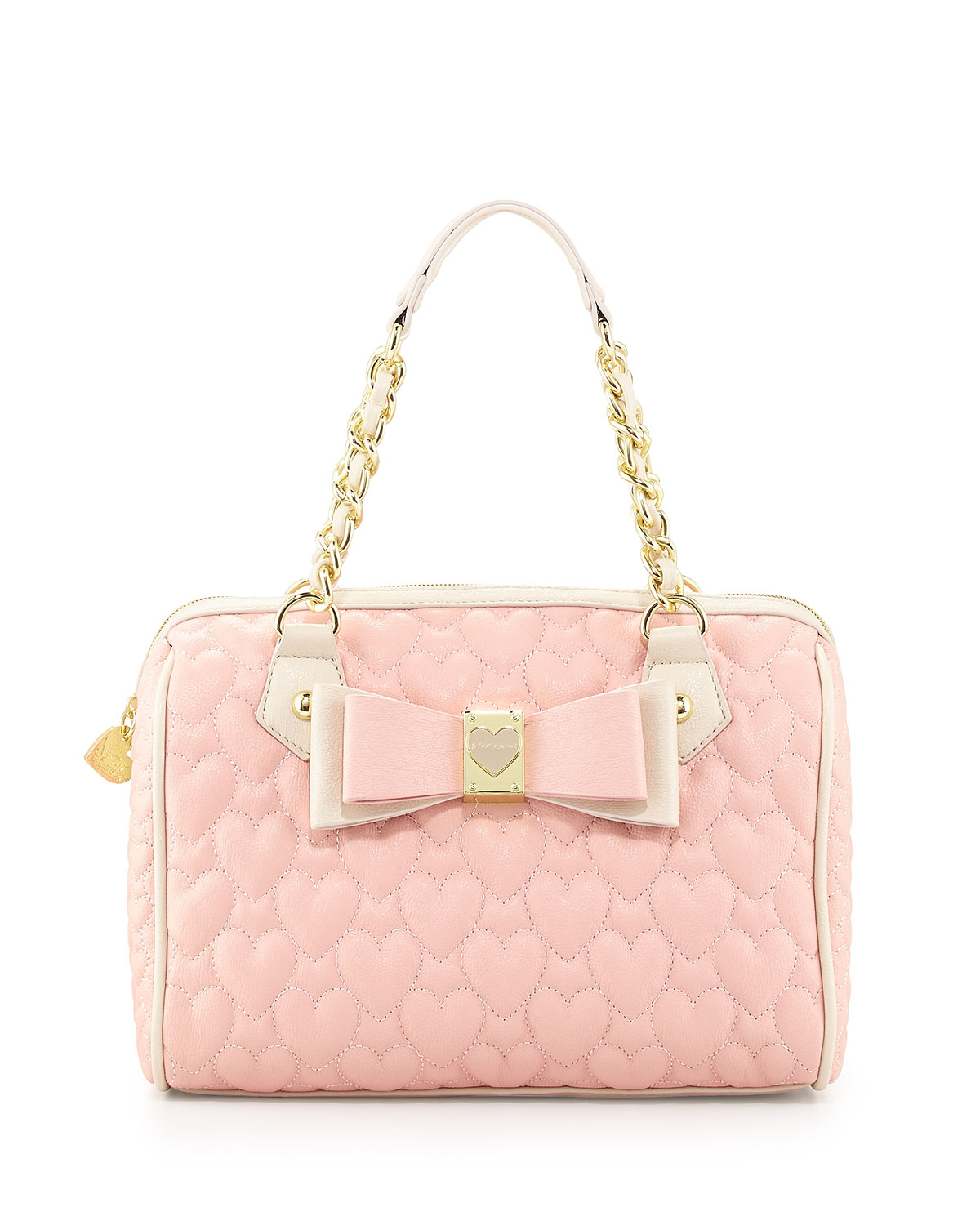 Betsey Johnson Twotone Quilted Heart Satchel Bag Blush in Pink (blush ...