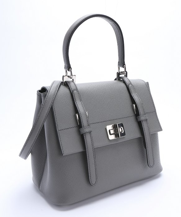 Prada Grey Saffiano Leather Convertible Top Handle Bag in Gray ...  