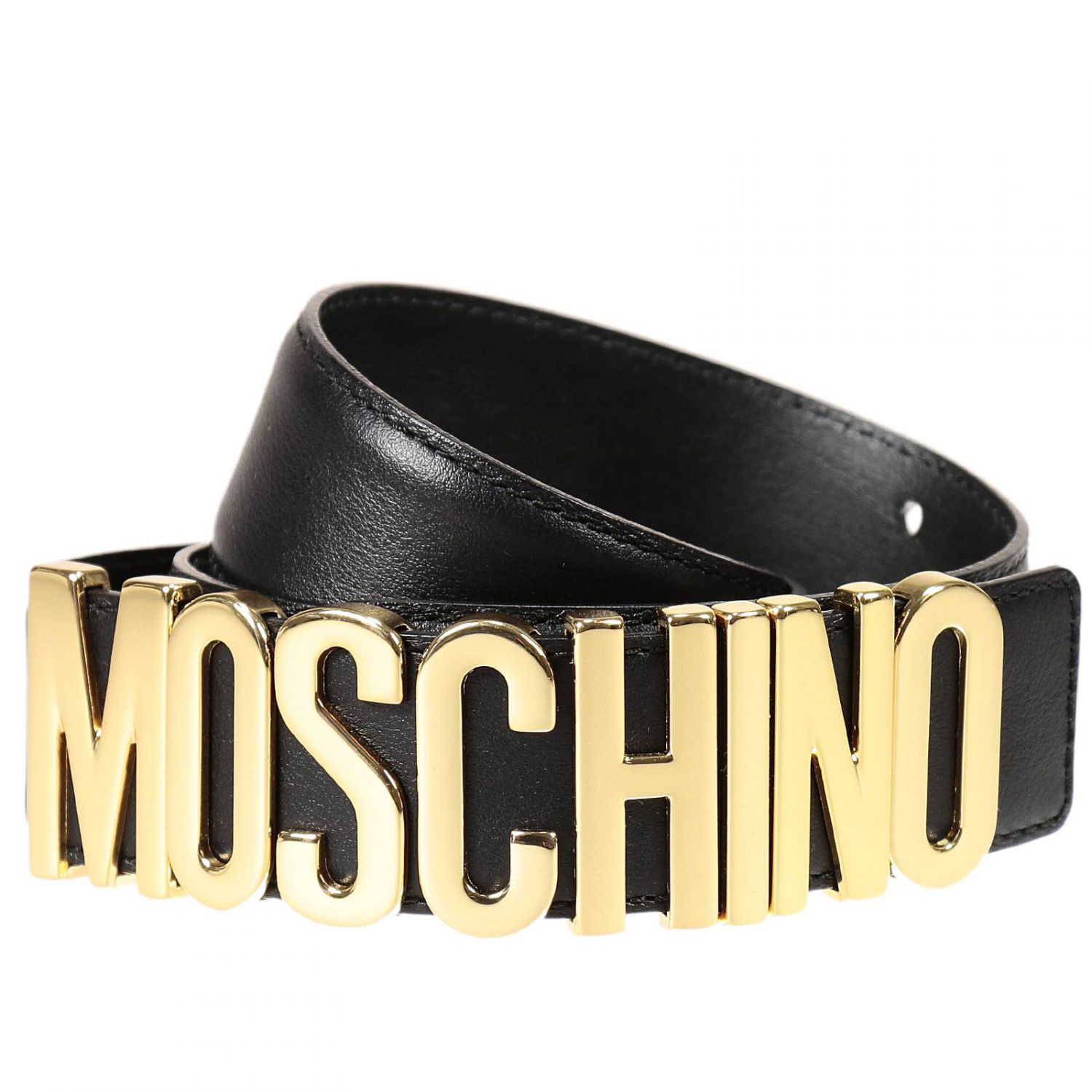 Moschino Belt Lettering Calf Leather in Black - Lyst