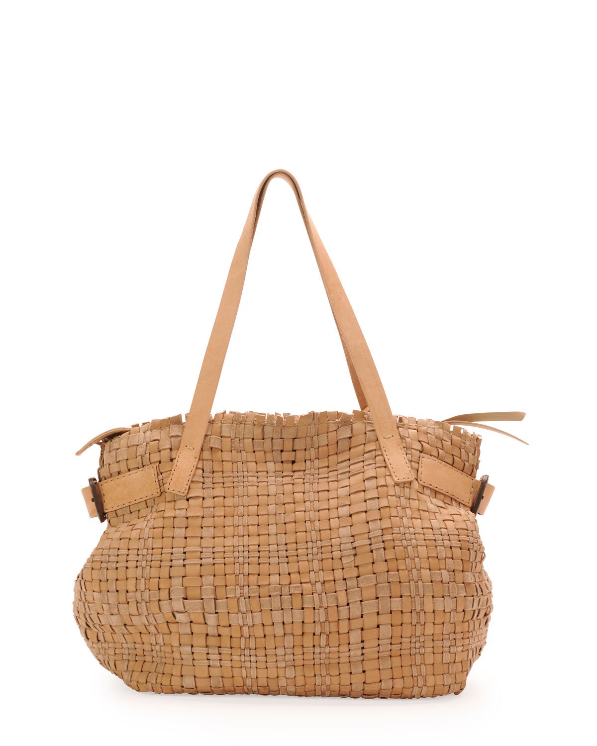 brown woven leather handbag