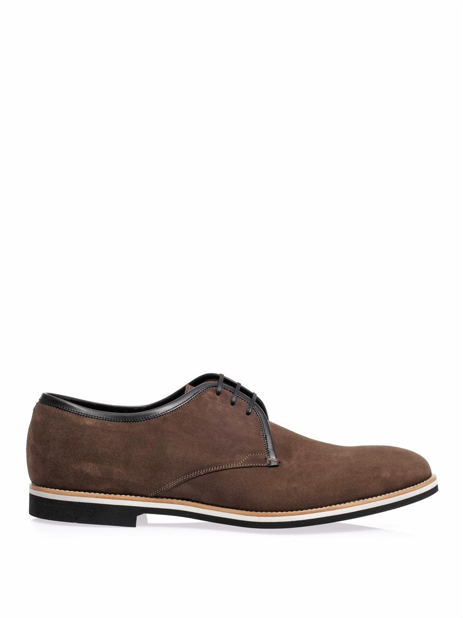 Lyst - Sergio Rossi Roger Suede Derby Shoes in Brown for Men