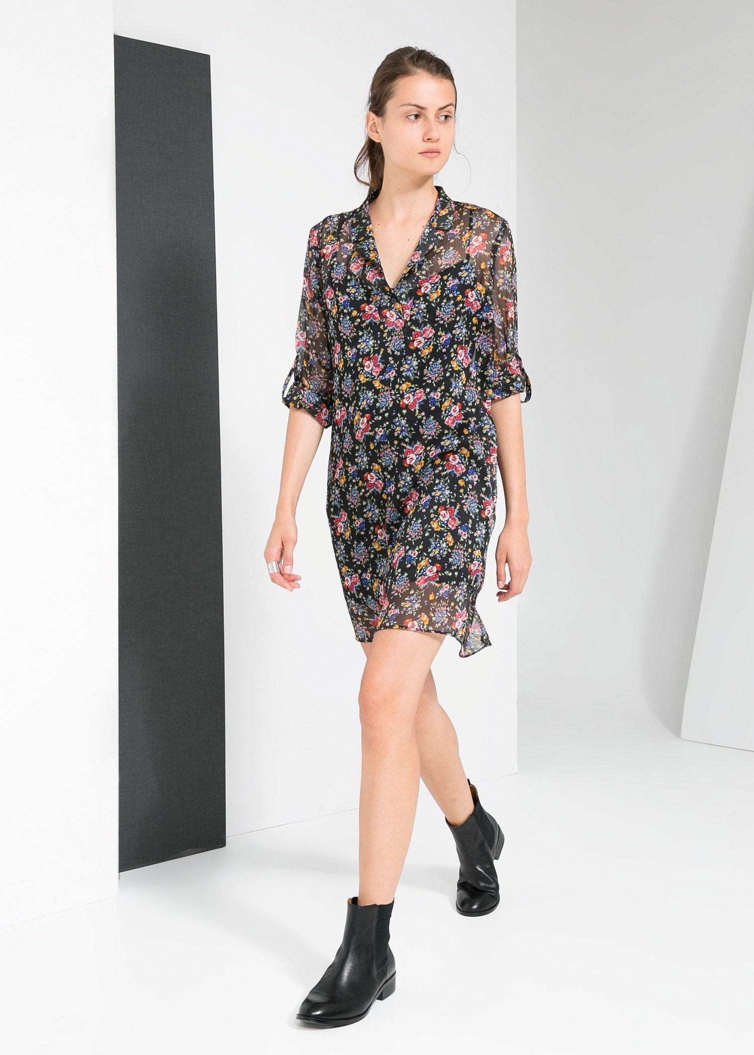 mango floral chiffon dress