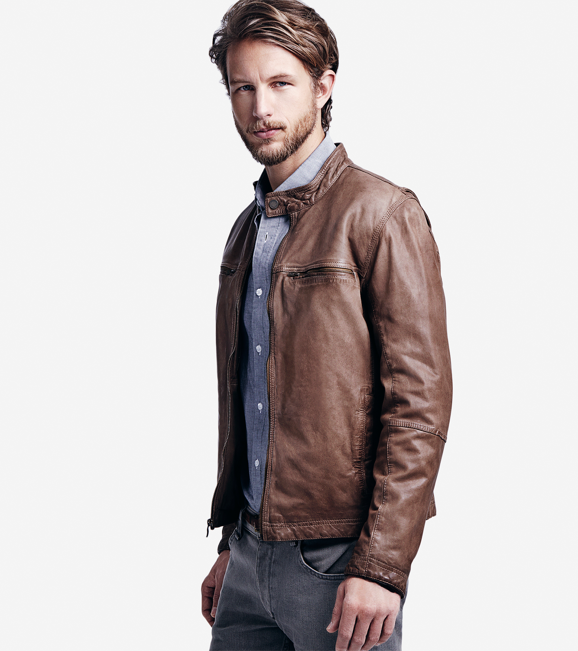Cole haan Vintage Lamb Moto Jacket in Brown for Men | Lyst