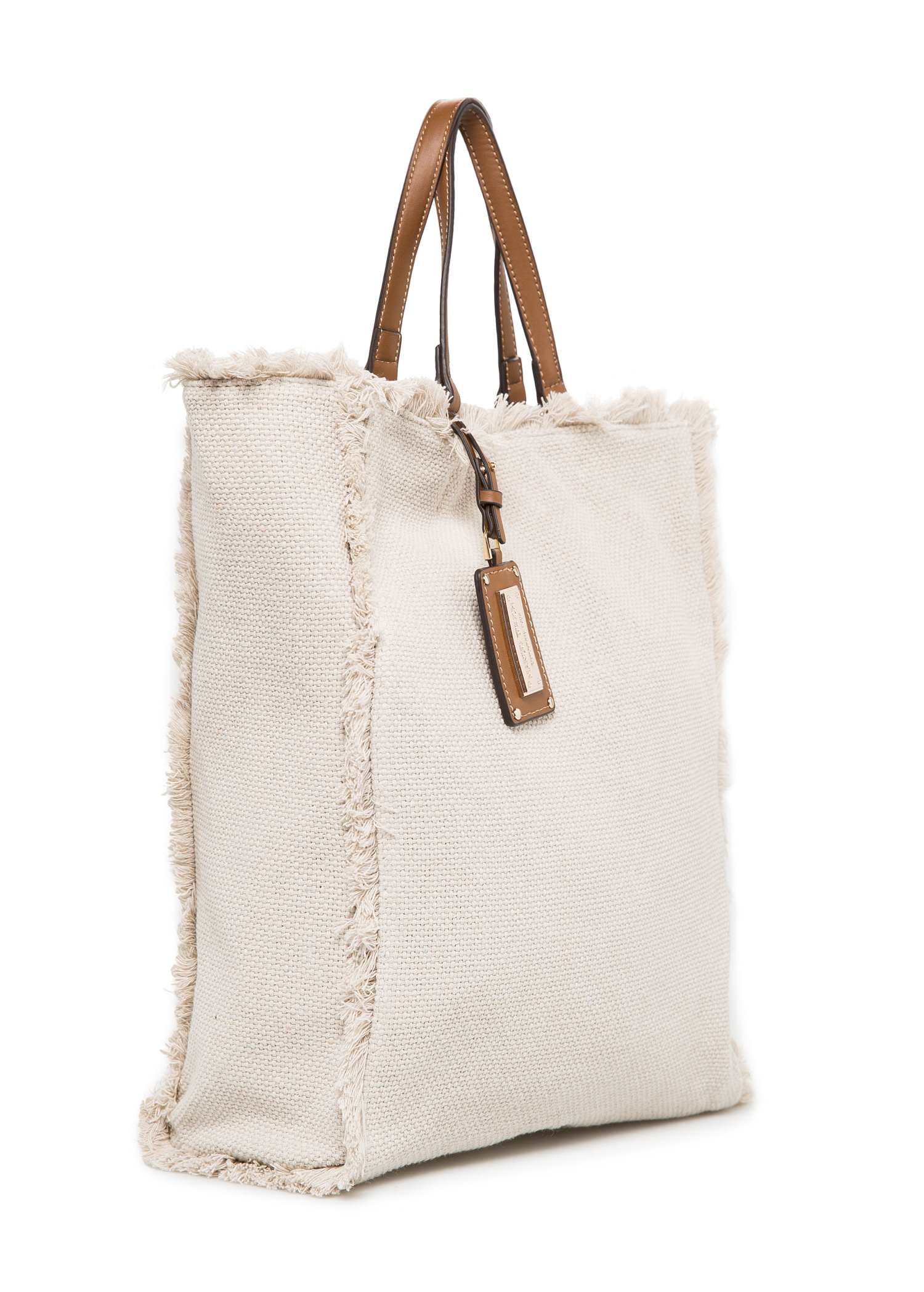 Mango Canvas Shopper Bag in Natural | Lyst