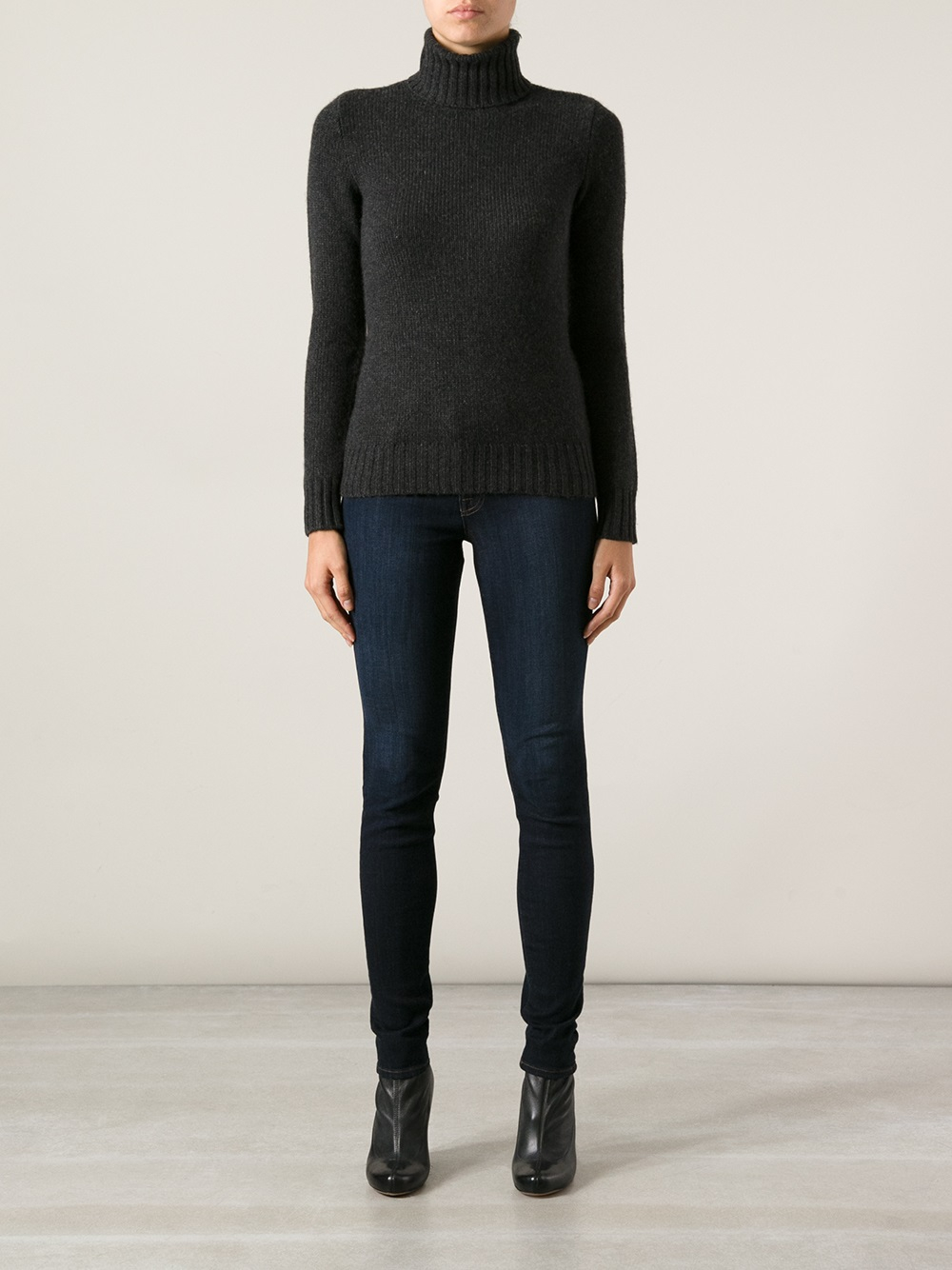 Lyst - Ralph Lauren Black Label Roll Neck Sweater in Gray
