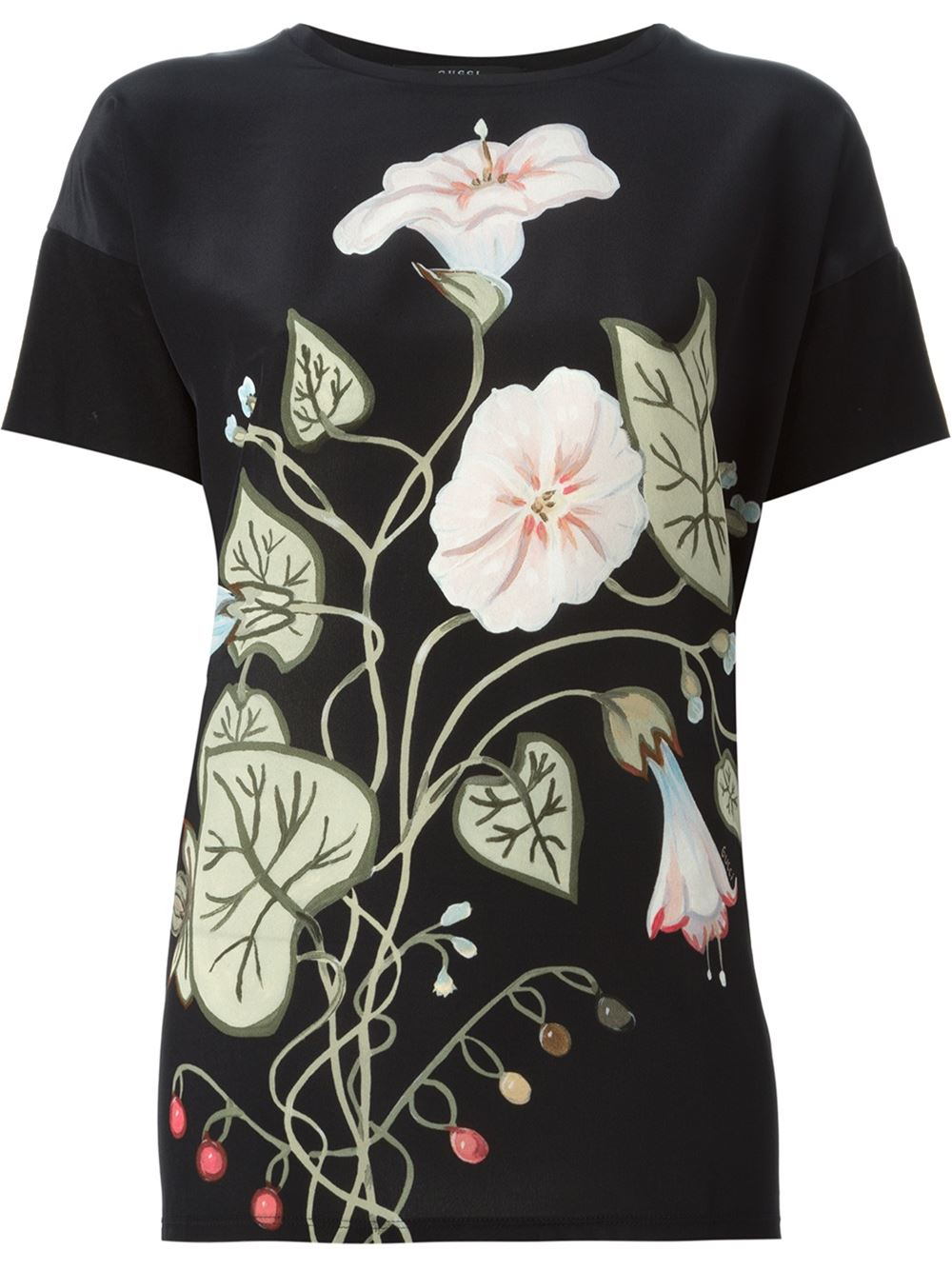 Gucci Floral Print Top in Black | Lyst