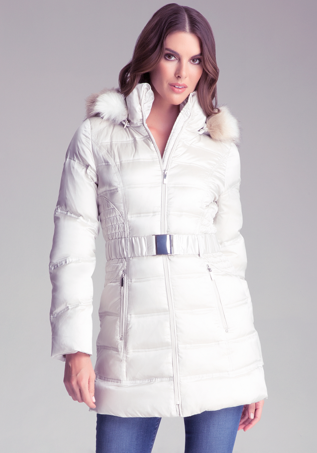 Lyst - Bebe Hooded Puffer Jacket In White