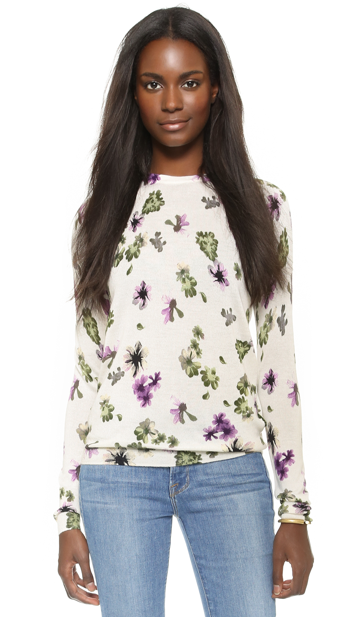 cashmere floral sweater