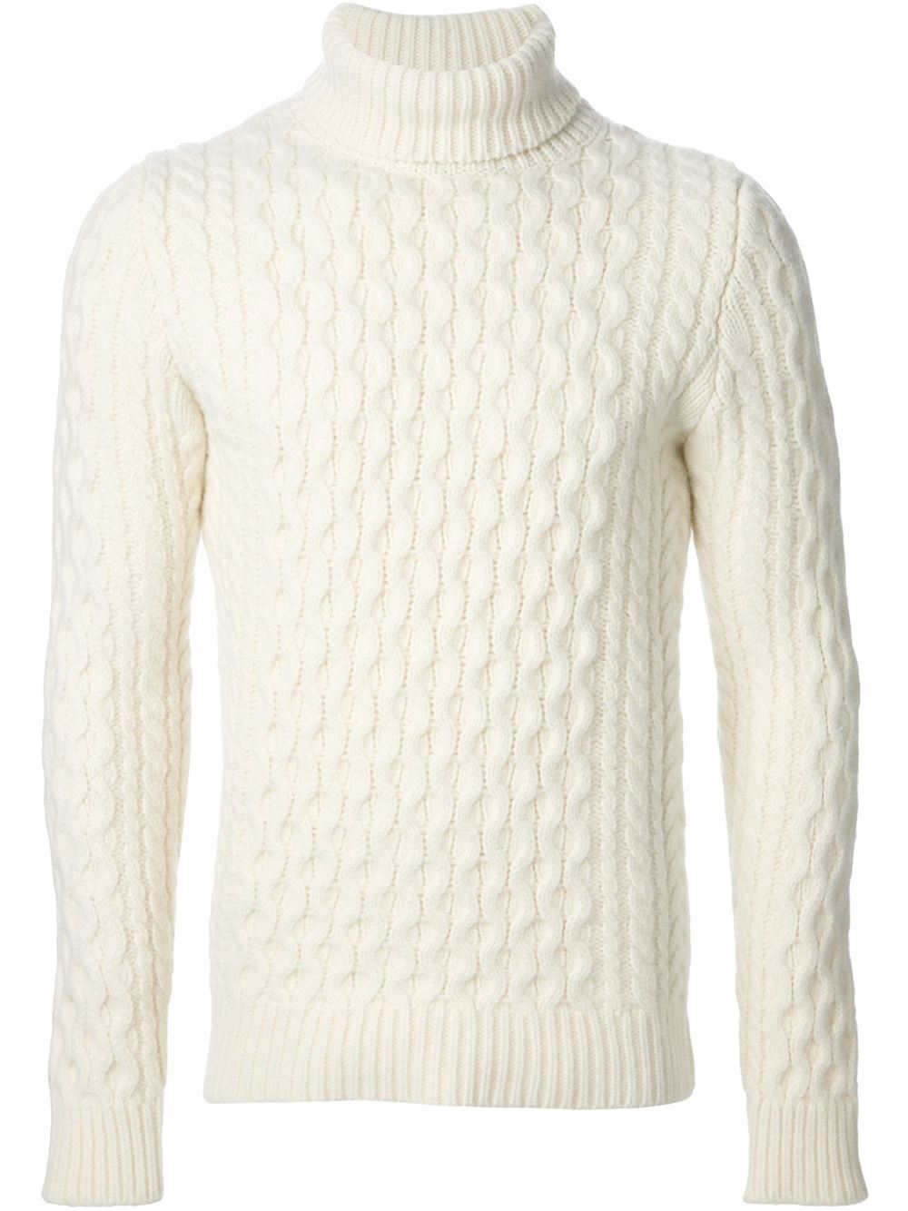 Lyst - Diesel Cable Knit Turtleneck Sweater in White for Men