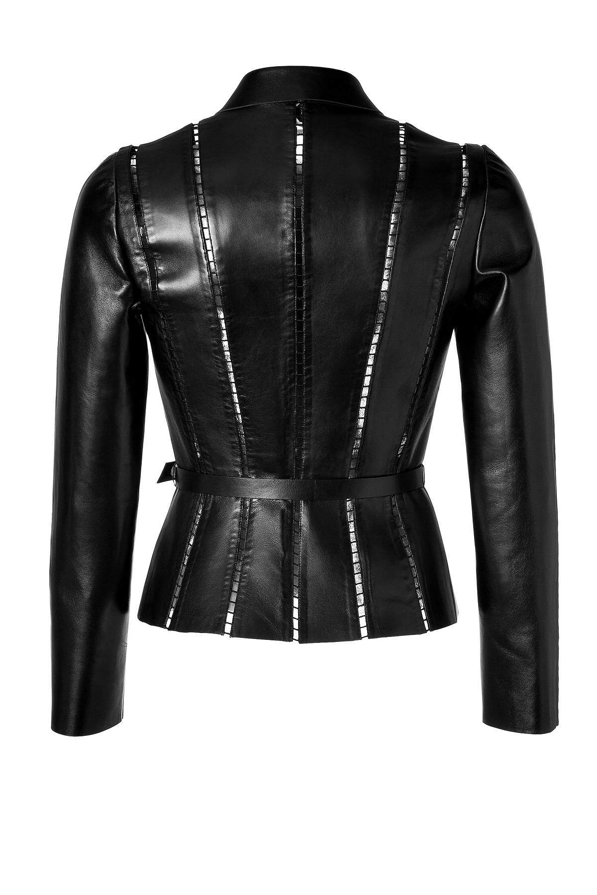 Lyst - Valentino Black Leather Jacket With Cutout Trim in Black