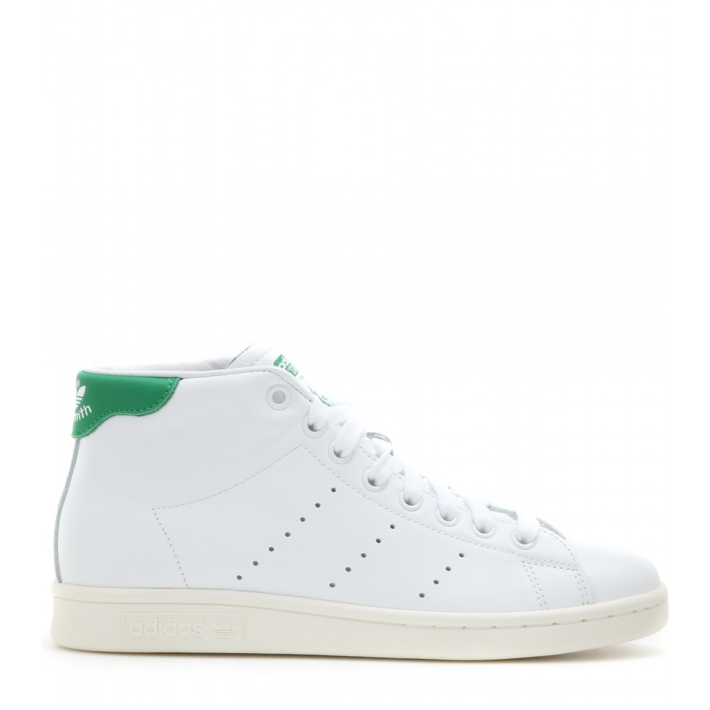 Lyst - Adidas Stan Smith Mid Leather High-top Sneakers in Green Gallery