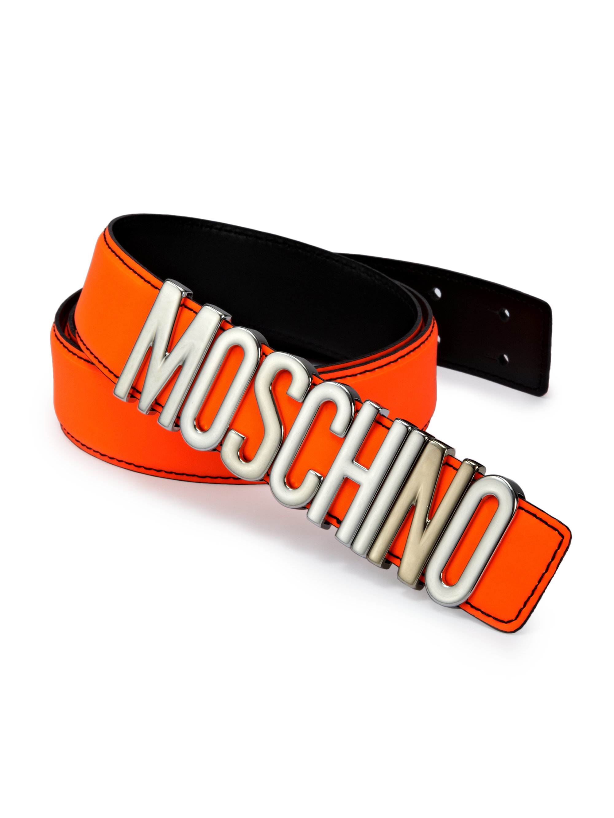 Moschino Logo-buckle Leather Belt in Orange for Men | Lyst