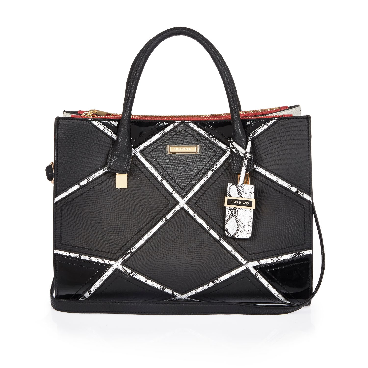 Lyst River Island Black Patchwork Tote Handbag In Gallery