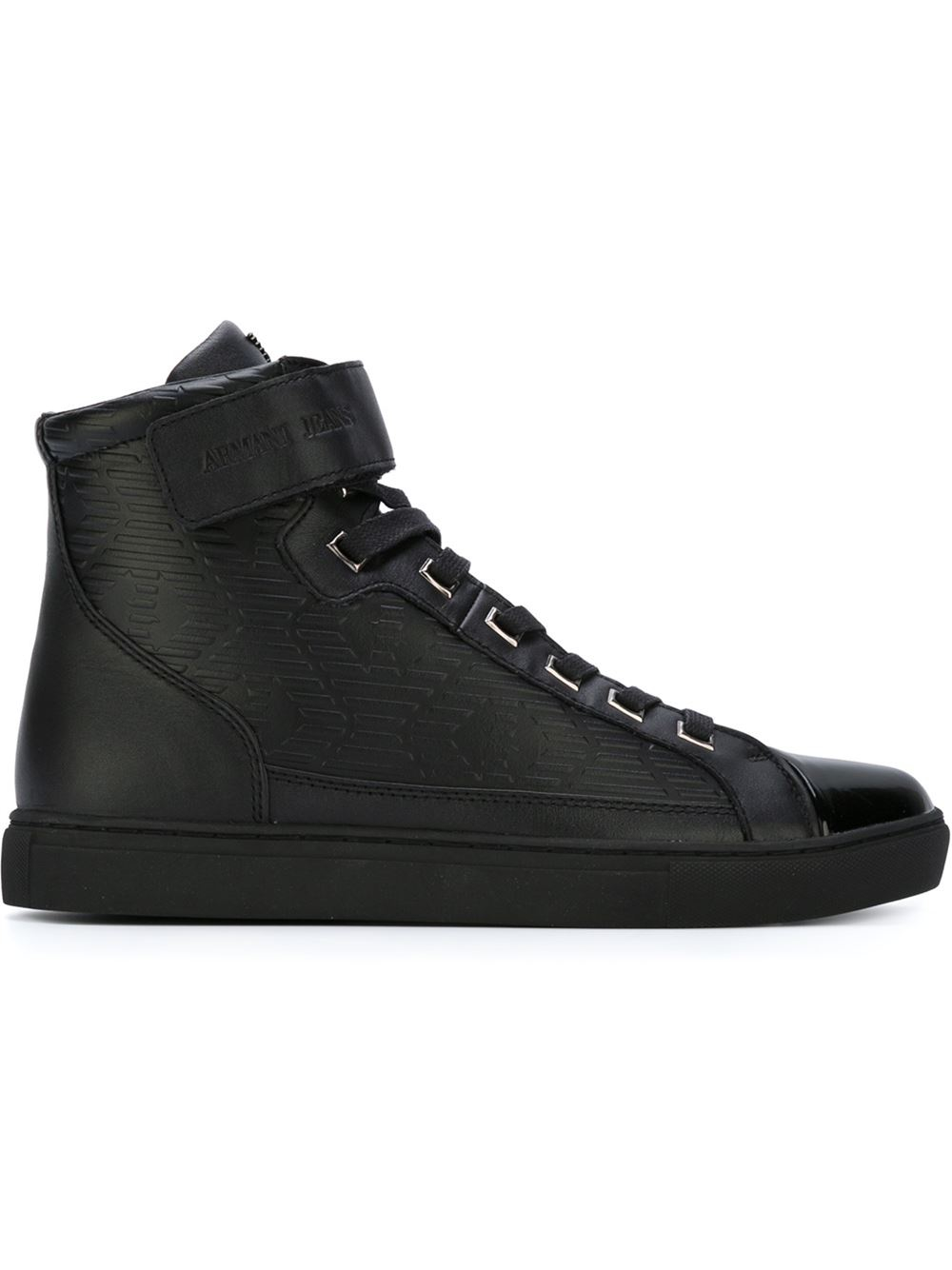 Lyst - Armani Jeans Leather High-Top Sneakers in Black for Men